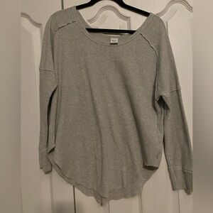 TNA Light Gray Waffle Knit Oversized Sweatshirt